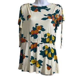 ModCloth Blouse women babydoll elastic waist short sleeves size L